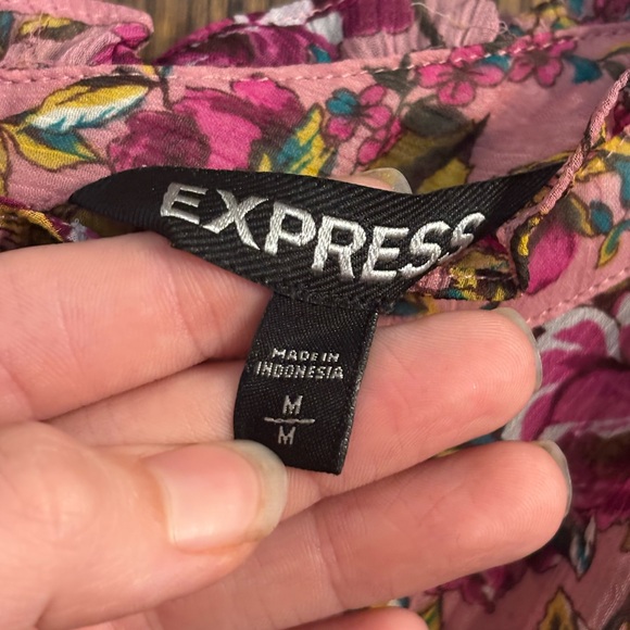 Express Pink and Purple Ruffled Long Sleeve Blouse - Picture 2 of 9